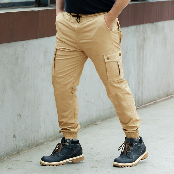 unifit 6 pocket khaki joggers for men